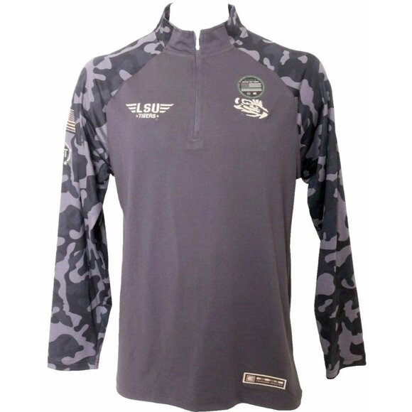 NEW Louisiana State LSU Tigers Colosseum OHT Camouflage 1/4 Zip Shirt Men's L - Picture 1 of 9